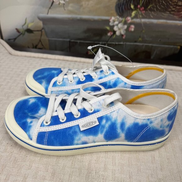 Keen Womens Size 8 Blue/White Elsa Lite Tie-Dye Canvas Tennis Sneakers - Picture 1 of 7